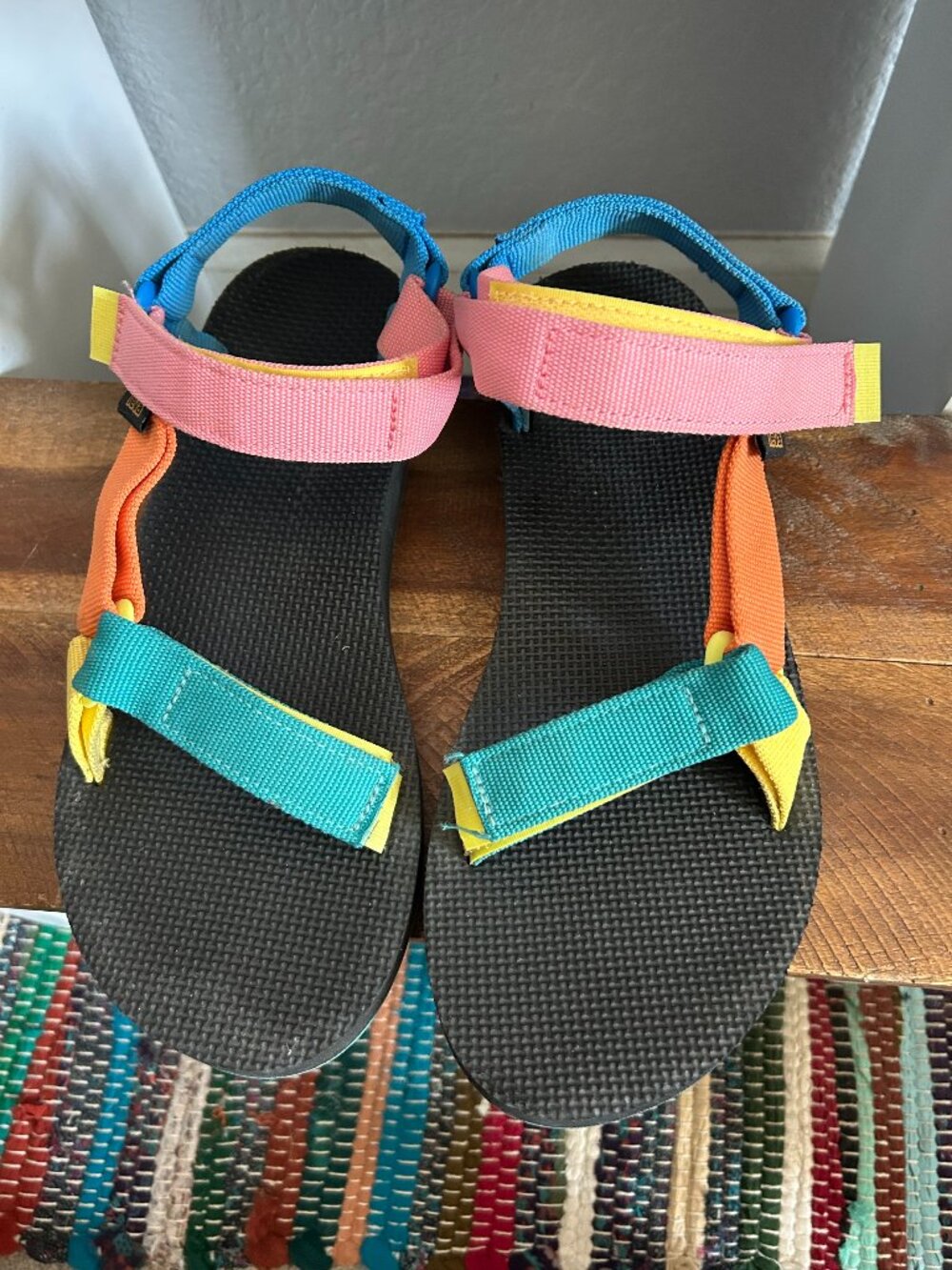 Teva Original Universal Sport Sandals Retro Colorblock Pink Blue Yellow Women's